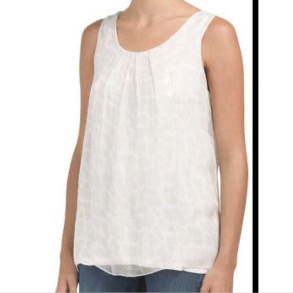 NEW Elena Baldi Italian Made Silk Leopard Overlay Lined Shell Tank